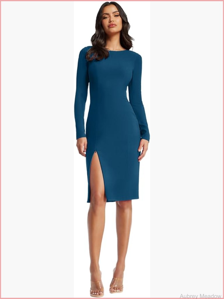 Nadia Bodycon Midi Dress With Puff Sleeves Sweetheart Neck